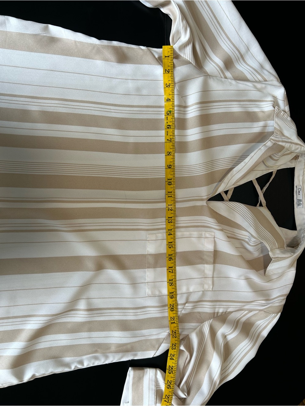 Dex Beige and White Pullover Blouse Resortwear Coastal Grandma Beach Coverup - Picture 10 of 12